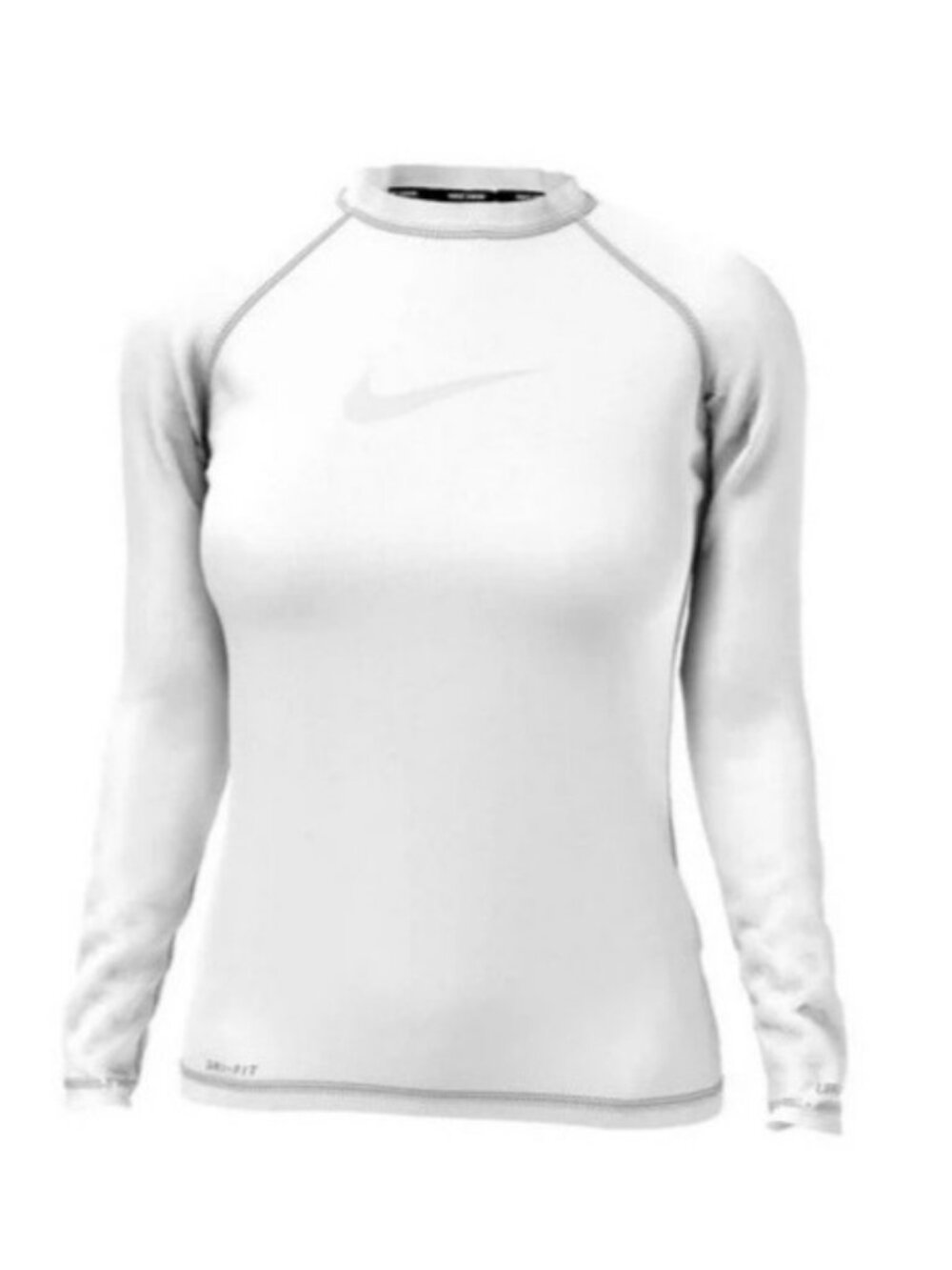 Nike Solid Swoosh Long Sleeve Hydroguard Swim Top White Shirt Women's Size Large